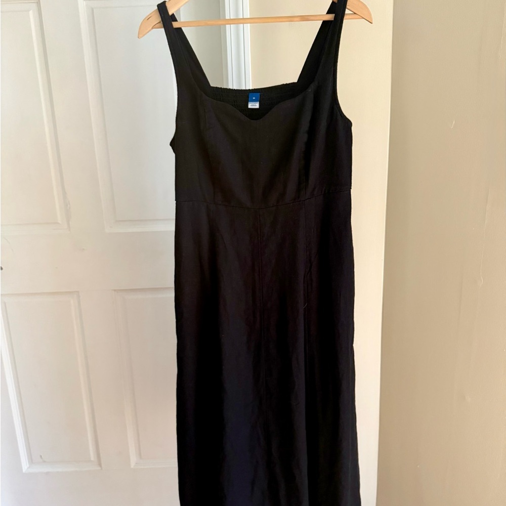 Linen Black Sleeveless Dress